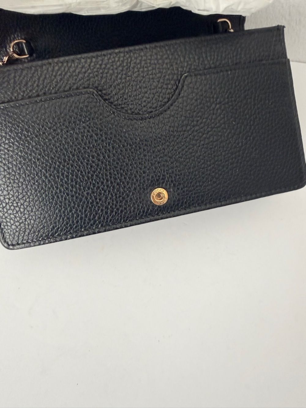 Gucci Soho Leather Chain Wallet Crossbody Black Gold Hardware - Picture 11 of 13
